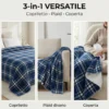Plaid Coperta Scozzese Matrimoniale 210x230 - Doppio Lato Sherpa Agnello - Blu Bianco Morbido - Copriletto Plaid Divano