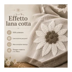 Plaid Effetto Lana Cotta Jacquard 140x170 cm Stella Alpina, 100% Poliestere
