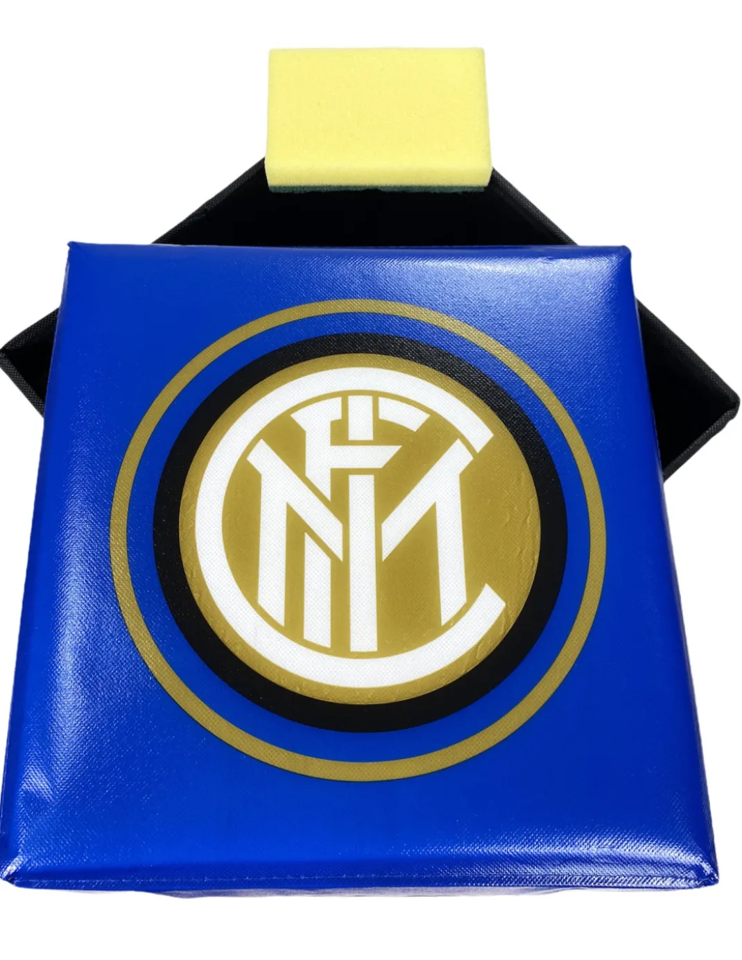 Pouf Contenitore poggiapiedi Inter F.C. Ufficiale Nero Azzurro con Spugna Rubby©