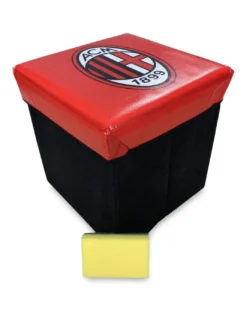 Pouf Contenitore poggiapiedi A.C Milan Ufficiale Rosso Nero con Spugna Rubby©