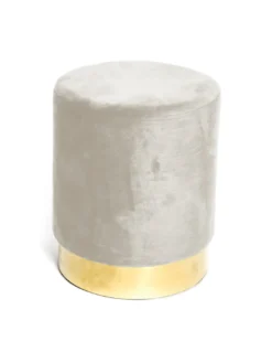 POUF Poggiapiedi Cilindro VELVET in Velluto Unito Beige