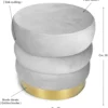 POUF Poggiapiedi Cilindro VELVET Trapuntato in Velluto Unito Beige