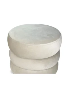 POUF Poggiapiedi Cilindro VELVET Trapuntato in Velluto Unito Beige