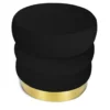 POUF Poggiapiedi Cilindro VELVET Trapuntato in Velluto Unito Nero
