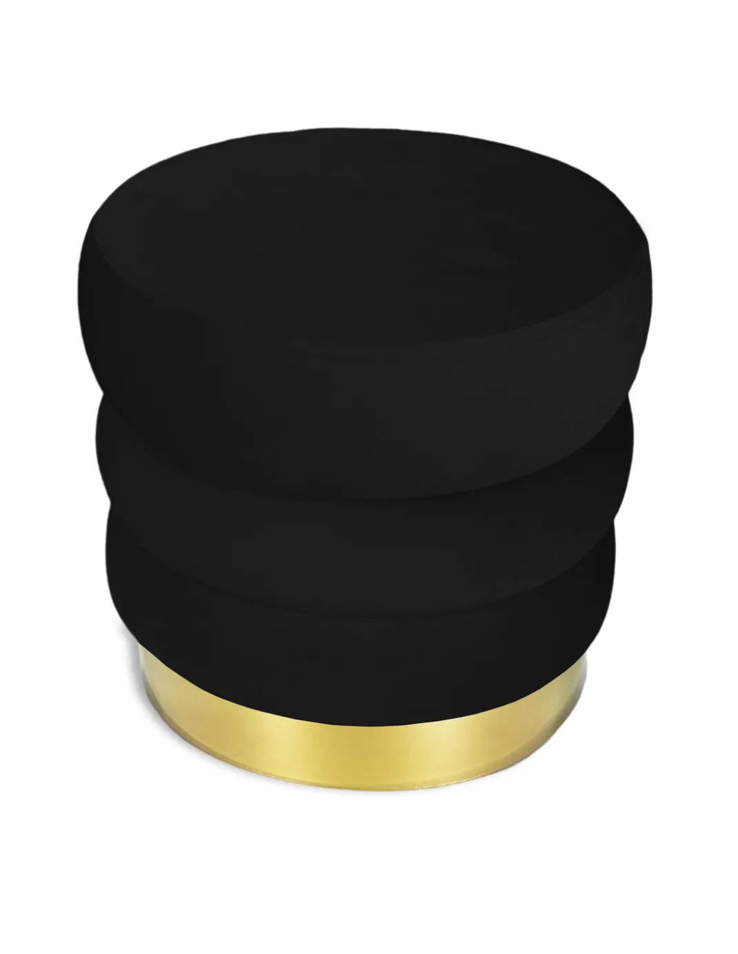 POUF Poggiapiedi Cilindro VELVET Trapuntato in Velluto Unito Nero