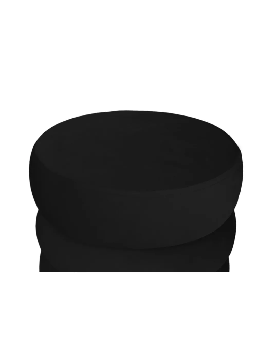 POUF Poggiapiedi Cilindro VELVET Trapuntato in Velluto Unito Nero