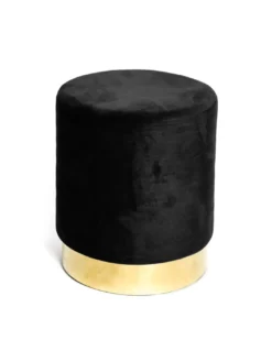 POUF Poggiapiedi Cilindro VELVET in Velluto Unito Nero