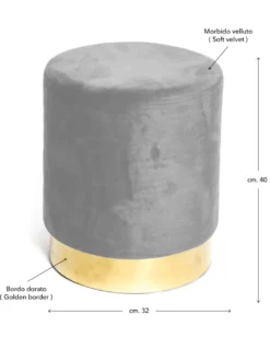 POUF Poggiapiedi Cilindro VELVET in Velluto Unito Senape