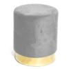 Pouf Poggiapiedi Velvet in Velluto Grigio Chiaro con Base Dorata | Design Elegante, Ø32xH40 cm, Resistente fino a 150 kg
