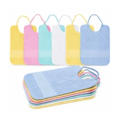 Ricama e Pappa Set 6 Bavaglini Colorati in Cotone con Tela Aida da Ricamare, Made in Italy