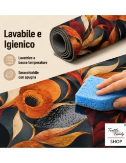 Runner Cucina Fiori di Arancio 50 cm Tappeto Antiscivolo Lavabile Made in Italy