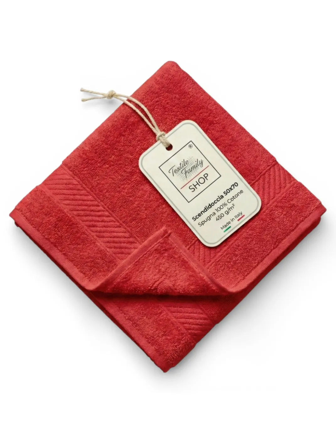 Scendidoccia Bagno Rosso 50x70 Spugna Cotone 450 g/m² - Tappetino Doccia Made in Italy