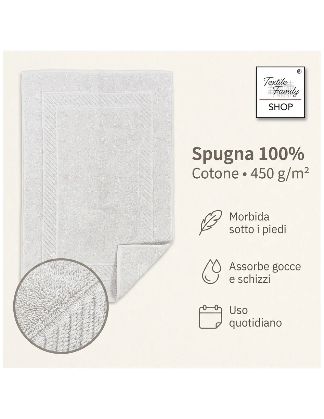 Scendidoccia Bagno Verdone 50x70 Spugna Cotone 450 g/m² - Tappetino Doccia Made in Italy