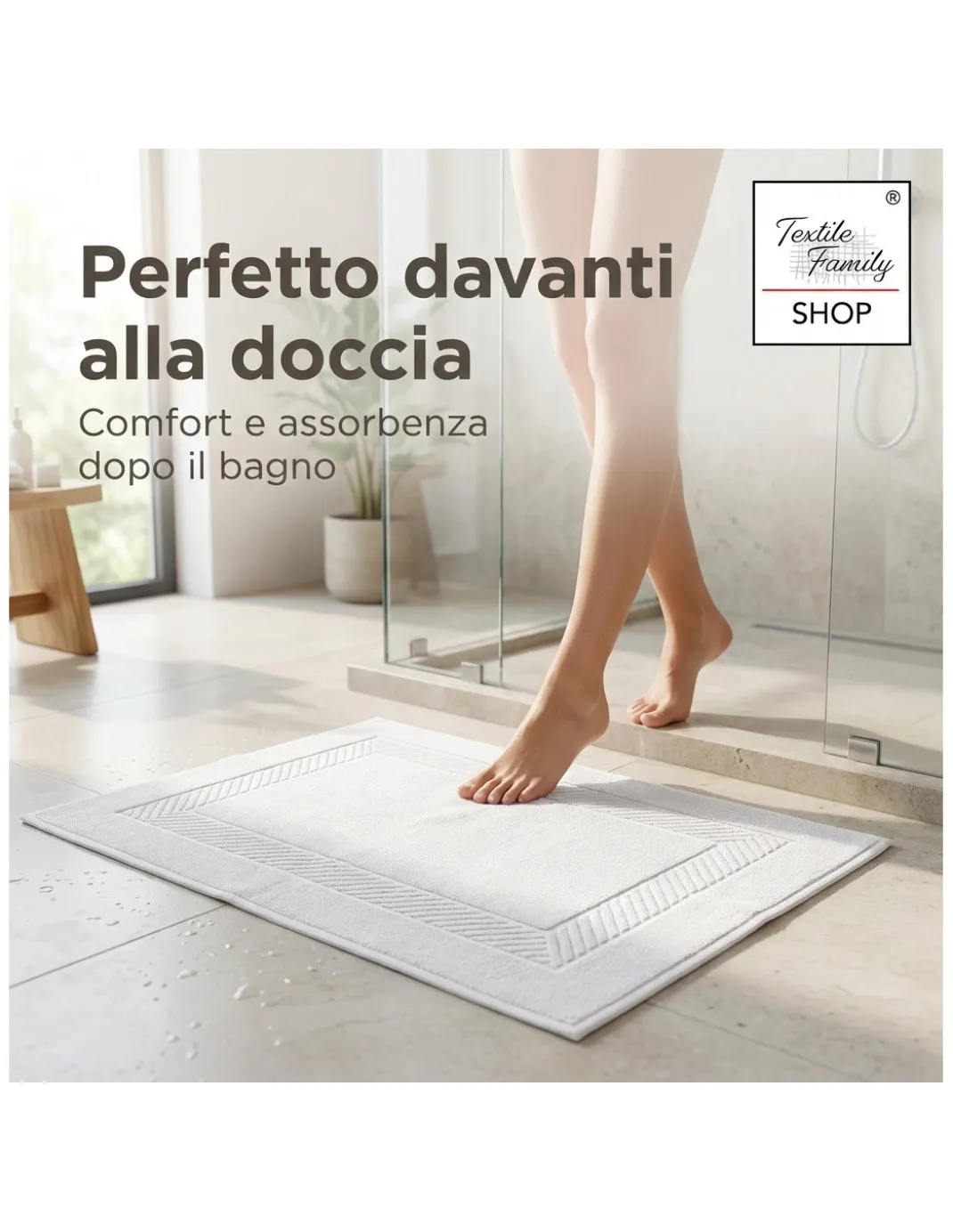 Scendidoccia Bagno Verdone 50x70 Spugna Cotone 450 g/m² - Tappetino Doccia Made in Italy