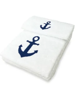 SET asciugamani ANCORA BLU puro cotone Made in Italy