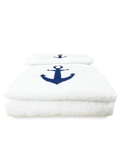 SET asciugamani ANCORA BLU puro cotone Made in Italy