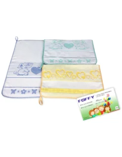 SET 3 ASCIUGAMANI ASILO bambino POPPY © cm. 40x55 puro cotone MASCHIO con tela AIDA da ricamare
