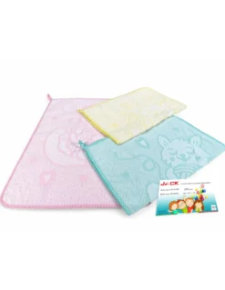 SET 3 ASCIUGAMANI ASILO bambina JACK © cm. 40x55 puro cotone FEMMINA