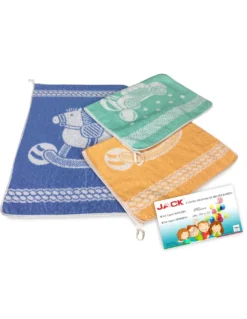 SET 3 ASCIUGAMANI ASILO bambino JACK © cm. 40x55 puro cotone MASCHIO