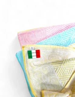 Set 6 Asciugamani Bagno Grandi, Modello Venere, Jacquard, Puro Cotone, Colori Assortiti, Made in Italy