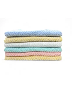 Set 6 Asciugamani Bagno Grandi, Modello Venere, Jacquard, Puro Cotone, Colori Assortiti, Made in Italy