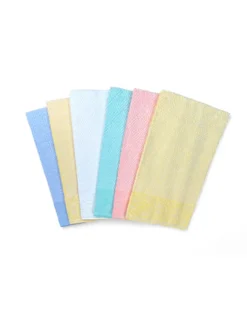 Set 6 Asciugamani Bagno Grandi, Modello Venere, Jacquard, Puro Cotone, Colori Assortiti, Made in Italy