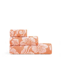 Set Asciugamani Bagno in Cotone 60x100 e 40x60 Flowers, 6 Pezzi, 350 gr/mq, Colori Pastello, Made in Italy, Assorbenti e Morbidi