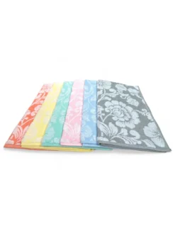 Set Asciugamani Bagno in Cotone 60x100 e 40x60 Flowers, 6 Pezzi, 350 gr/mq, Colori Pastello, Made in Italy, Assorbenti e Morbidi