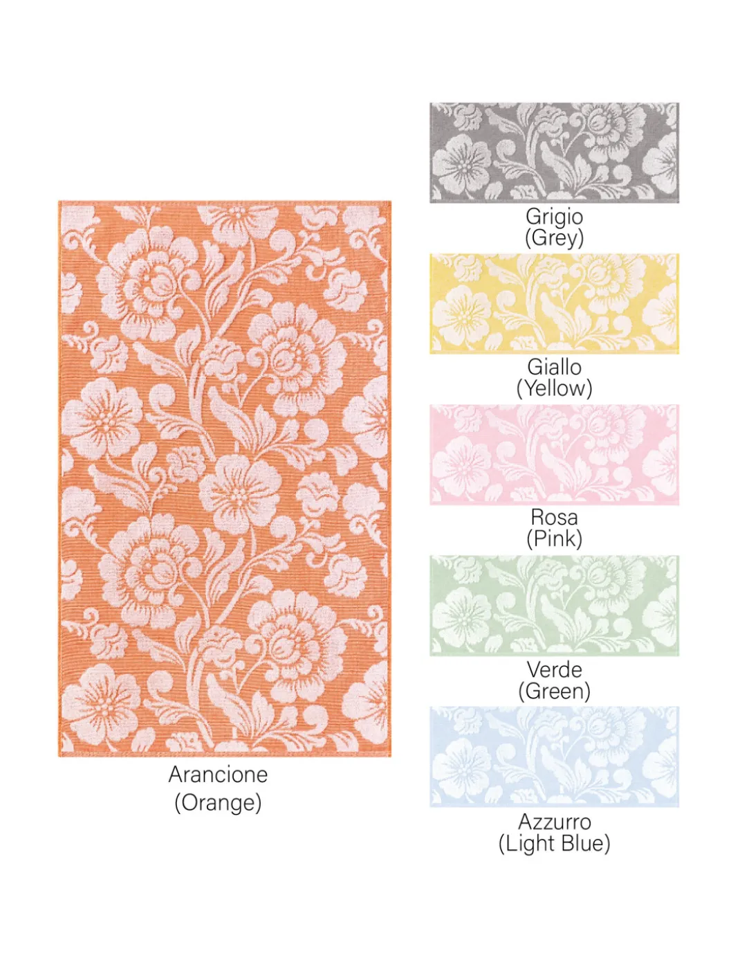 Set Asciugamani Bagno in Cotone 60x100 e 40x60 Flowers, 6 Pezzi, 350 gr/mq, Colori Pastello, Made in Italy, Assorbenti e Morbidi