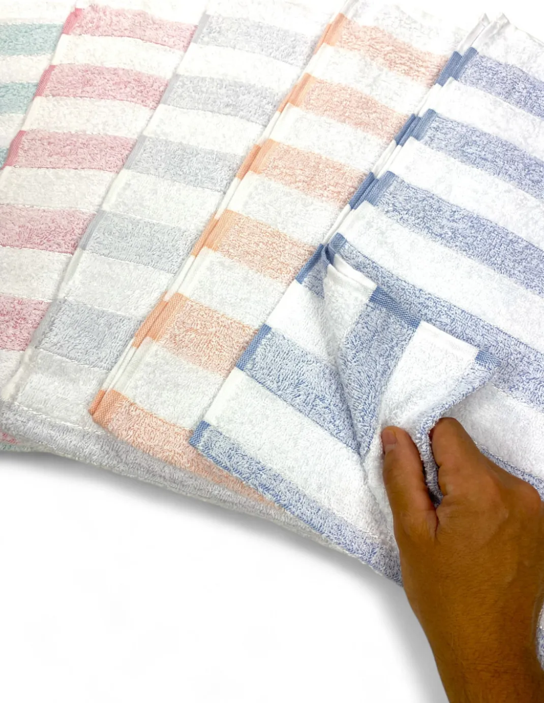 Set Asciugamani Bagno in Cotone Rigati 60x100 e 40x60, 6 Pezzi, 350 gr/mq, Colori unici, Made in Italy, Assorbenti e Morbidi