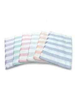Set Asciugamani Bagno in Cotone Rigati 60x100 e 40x60, 6 Pezzi, 350 gr/mq, Colori unici, Made in Italy, Assorbenti e Morbidi