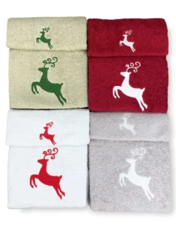 SET asciugamani CERVO ROSSO puro cotone Made in Italy