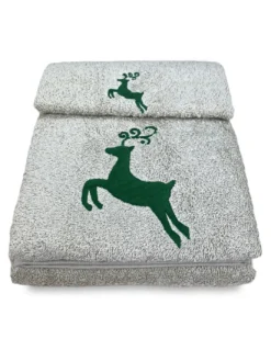 SET asciugamani CERVO VERDE puro cotone Made in Italy