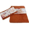 SET asciugamani con bordo CORALLI ROSSO in puro cotone Made in Italy