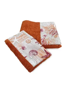 SET asciugamani con bordo CORALLI ROSSO in puro cotone Made in Italy