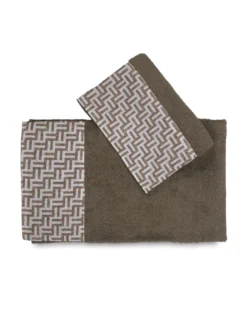 SET asciugamani con bordo FASHION Beige in puro cotone Made in Italy