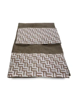 SET asciugamani con bordo FASHION Beige in puro cotone Made in Italy
