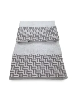 SET asciugamani con bordo FASHION Grigio in puro cotone Made in Italy