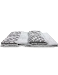 SET asciugamani con bordo FASHION Grigio in puro cotone Made in Italy