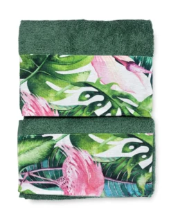 SET asciugamani con bordo FLAMINGO in puro cotone Made in Italy