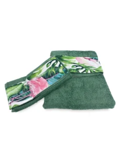 SET asciugamani con bordo FLAMINGO in puro cotone Made in Italy