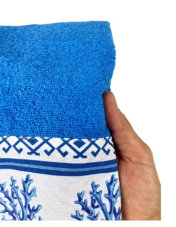 SET asciugamani con bordo GRECIA Mare marino blu in puro cotone Made in Italy