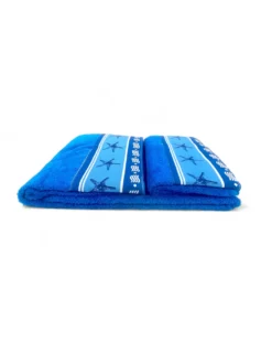 SET asciugamani con bordo Stelle Marine Blu in puro cotone Made in Italy