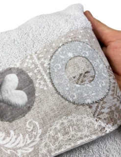 SET asciugamani con bordo Tirolese SHABBY Beige in puro cotone Made in Italy