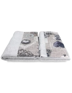 SET asciugamani con bordo Tirolese SHABBY Beige in puro cotone Made in Italy