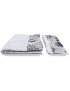 SET asciugamani con bordo Tirolese SHABBY Beige in puro cotone Made in Italy
