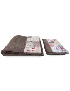 SET asciugamani con bordo Tirolese SHABBY Rosso in puro cotone Made in Italy