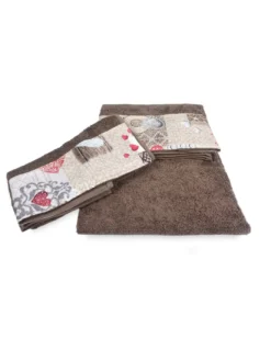SET asciugamani con bordo Tirolese SHABBY Rosso in puro cotone Made in Italy