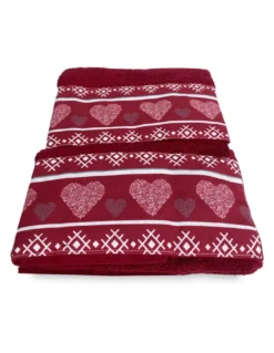 SET asciugamani con bordo tirolese CUORE ROSSO in puro cotone Made in Italy