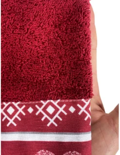 SET asciugamani con bordo tirolese CUORE ROSSO in puro cotone Made in Italy